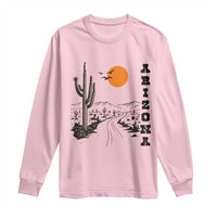 Retro Arizona Desert Road Sunset Graphic Long Sleeve Shirt Vintage Southwest Saguaro Cactus Travel Souvenir