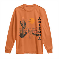 Retro Arizona Desert Road Sunset Graphic Long Sleeve Shirt Vintage Southwest Saguaro Cactus Travel Souvenir