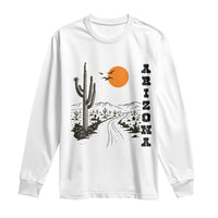 Retro Arizona Desert Road Sunset Graphic Long Sleeve Shirt Vintage Southwest Saguaro Cactus Travel Souvenir
