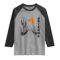 Retro Arizona Desert Road Sunset Graphic Raglan Shirt Vintage Southwest Saguaro Cactus Travel Souvenir