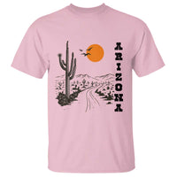 Retro Arizona Desert Road Sunset Graphic T Shirt Vintage Southwest Saguaro Cactus Travel Souvenir