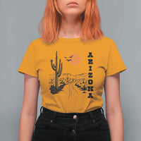 Retro Arizona Desert Road Sunset Graphic T Shirt For Women Vintage Southwest Saguaro Cactus Travel Souvenir