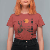 Retro Arizona Desert Road Sunset Graphic T Shirt For Women Vintage Southwest Saguaro Cactus Travel Souvenir