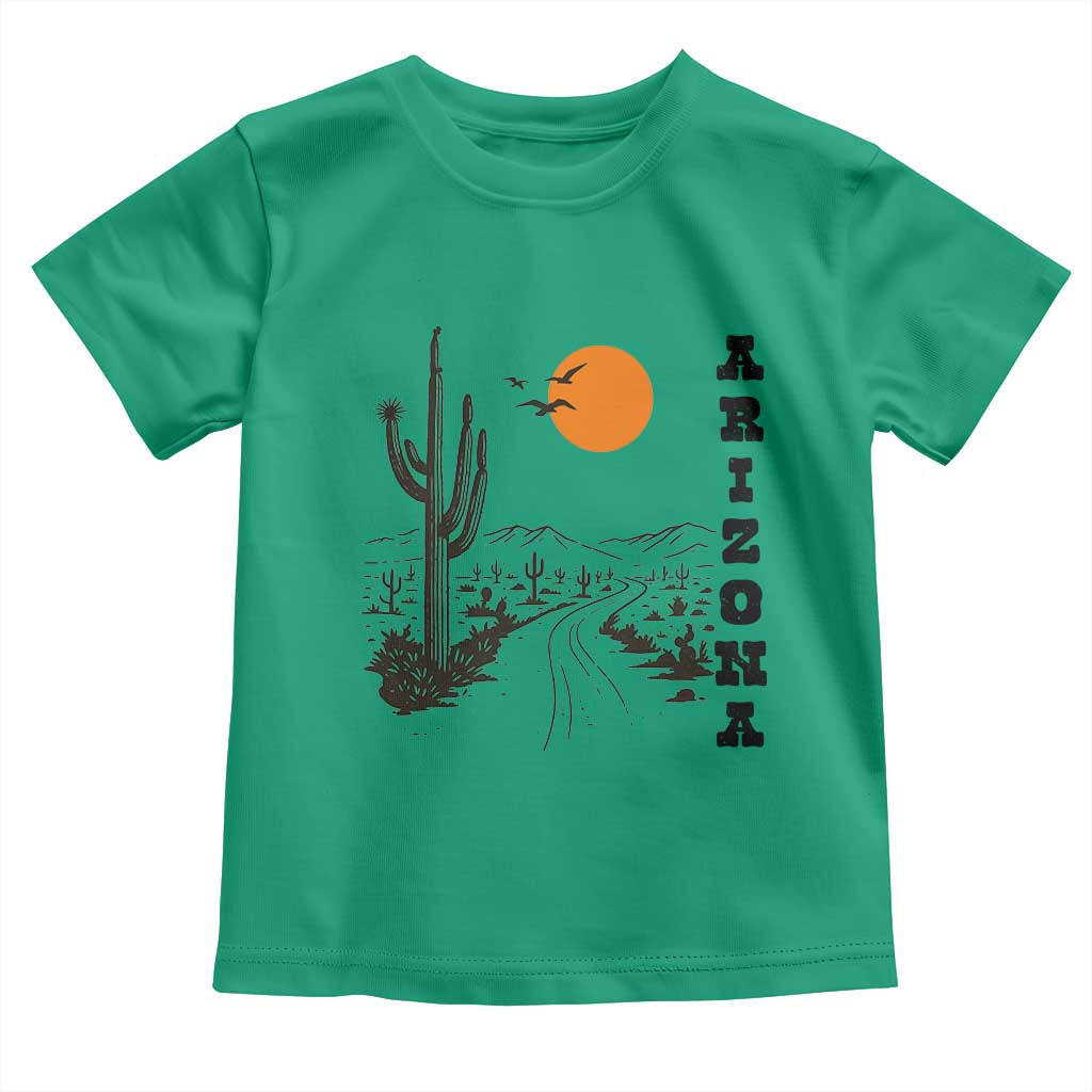 Retro Arizona Desert Road Sunset Graphic Toddler T Shirt Vintage Southwest Saguaro Cactus Travel Souvenir