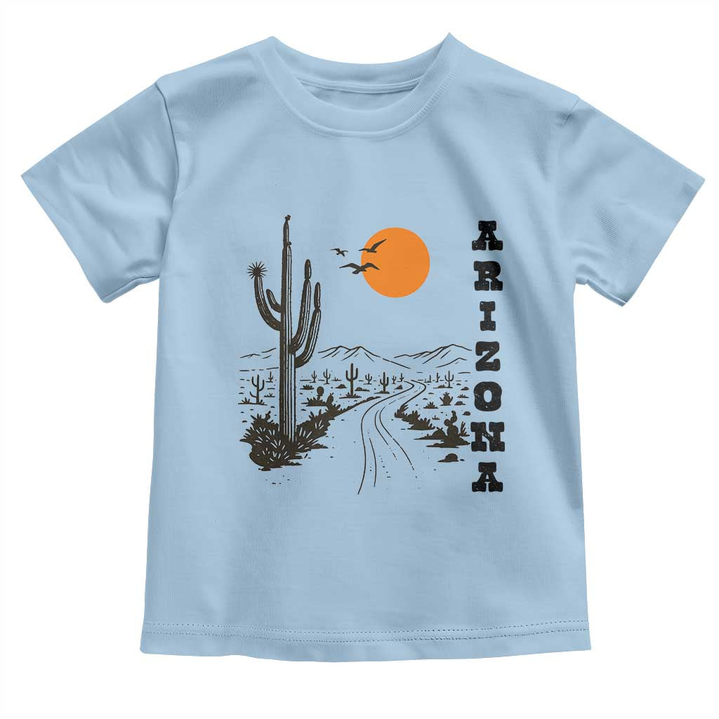 Retro Arizona Desert Road Sunset Graphic Toddler T Shirt Vintage Southwest Saguaro Cactus Travel Souvenir