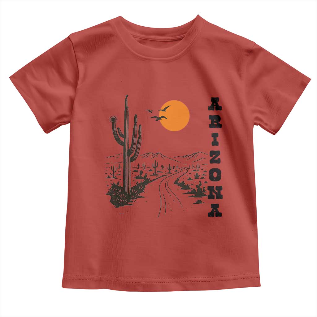 Retro Arizona Desert Road Sunset Graphic Toddler T Shirt Vintage Southwest Saguaro Cactus Travel Souvenir