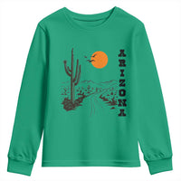 Retro Arizona Desert Road Sunset Graphic Youth Sweatshirt Vintage Southwest Saguaro Cactus Travel Souvenir