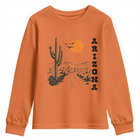 Retro Arizona Desert Road Sunset Graphic Youth Sweatshirt Vintage Southwest Saguaro Cactus Travel Souvenir