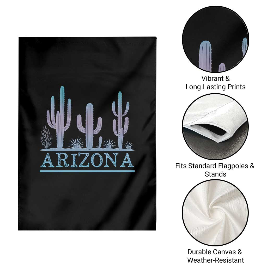 Retro Neon Silhouette Cactus Arizona Graphic Garden Flag Modern Southwest Desert Aesthetic Travel Souvenir
