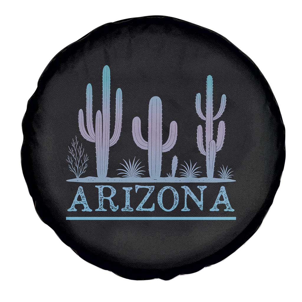 Retro Neon Silhouette Cactus Arizona Graphic Spare Tire Cover Modern Southwest Desert Aesthetic Travel Souvenir
