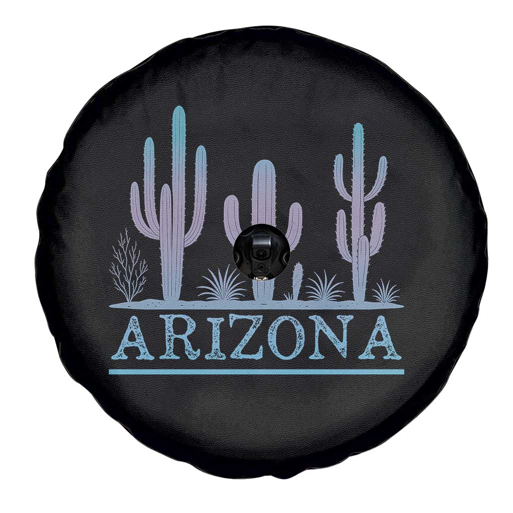 Retro Neon Silhouette Cactus Arizona Graphic Spare Tire Cover Modern Southwest Desert Aesthetic Travel Souvenir