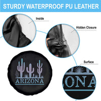 Retro Neon Silhouette Cactus Arizona Graphic Spare Tire Cover Modern Southwest Desert Aesthetic Travel Souvenir