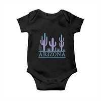 Retro Neon Silhouette Cactus Arizona Graphic Baby Onesie Modern Southwest Desert Aesthetic Travel Souvenir