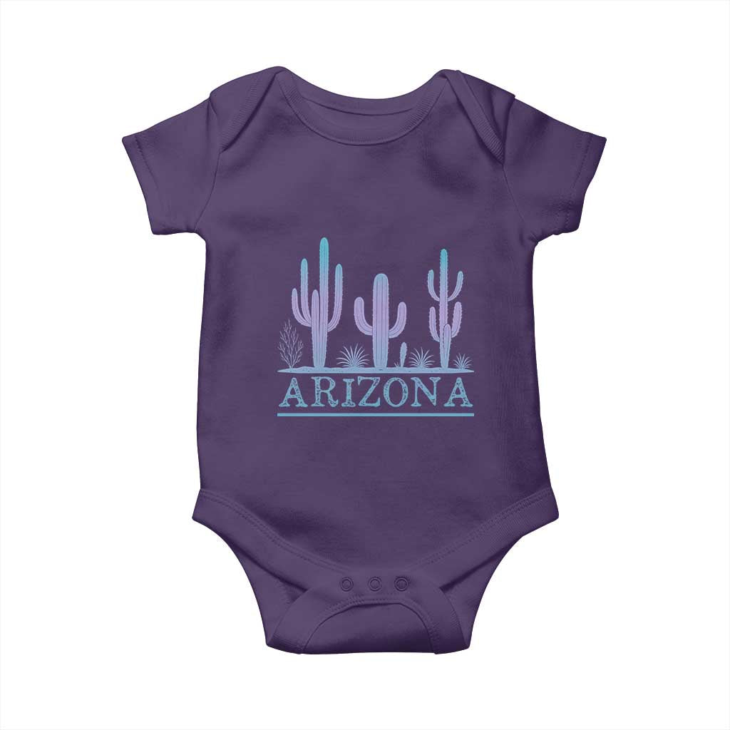 Retro Neon Silhouette Cactus Arizona Graphic Baby Onesie Modern Southwest Desert Aesthetic Travel Souvenir