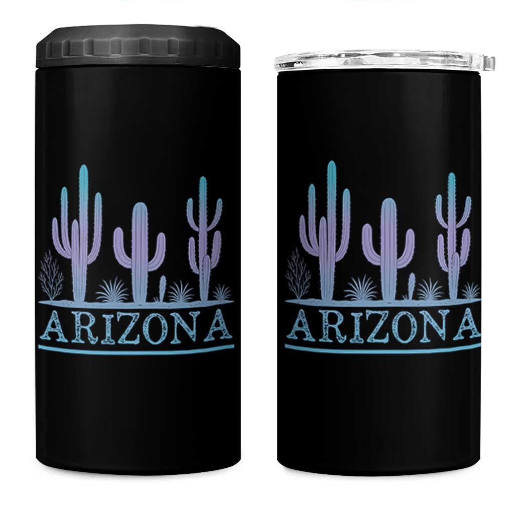 Retro Neon Silhouette Cactus Arizona Graphic 4 in 1 Can Cooler Tumbler Modern Southwest Desert Aesthetic Travel Souvenir