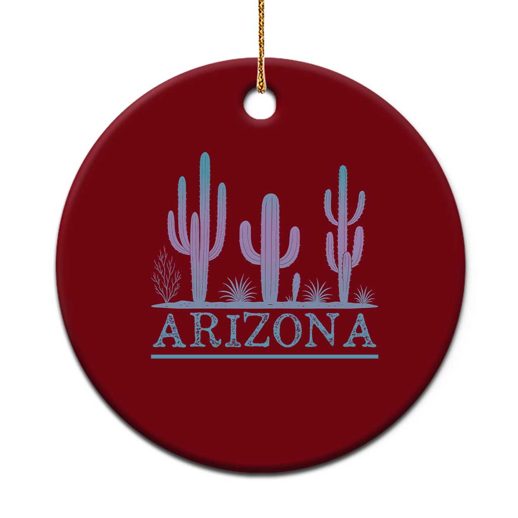 Retro Neon Silhouette Cactus Arizona Graphic Ceramic Ornament Modern Southwest Desert Aesthetic Travel Souvenir