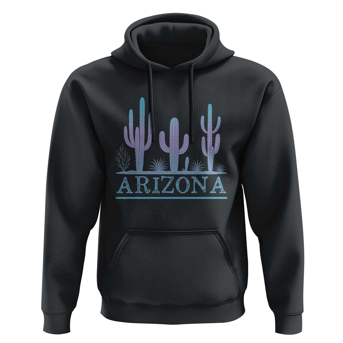 Retro Neon Silhouette Cactus Arizona Graphic Hoodie Modern Southwest Desert Aesthetic Travel Souvenir