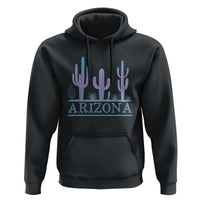 Retro Neon Silhouette Cactus Arizona Graphic Hoodie Modern Southwest Desert Aesthetic Travel Souvenir