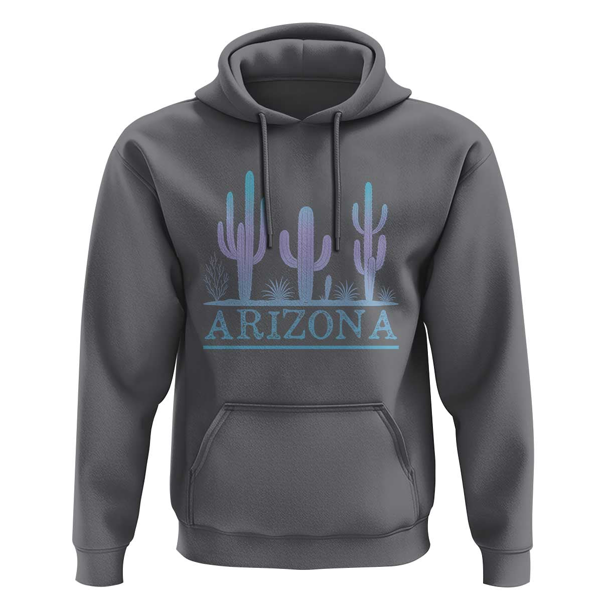 Retro Neon Silhouette Cactus Arizona Graphic Hoodie Modern Southwest Desert Aesthetic Travel Souvenir