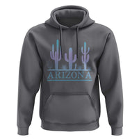 Retro Neon Silhouette Cactus Arizona Graphic Hoodie Modern Southwest Desert Aesthetic Travel Souvenir