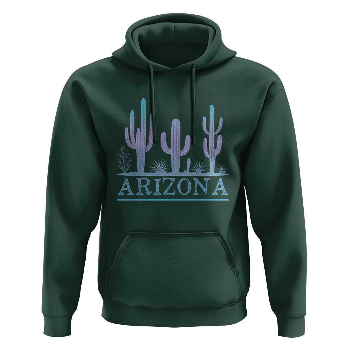 Retro Neon Silhouette Cactus Arizona Graphic Hoodie Modern Southwest Desert Aesthetic Travel Souvenir