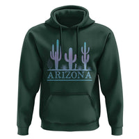 Retro Neon Silhouette Cactus Arizona Graphic Hoodie Modern Southwest Desert Aesthetic Travel Souvenir