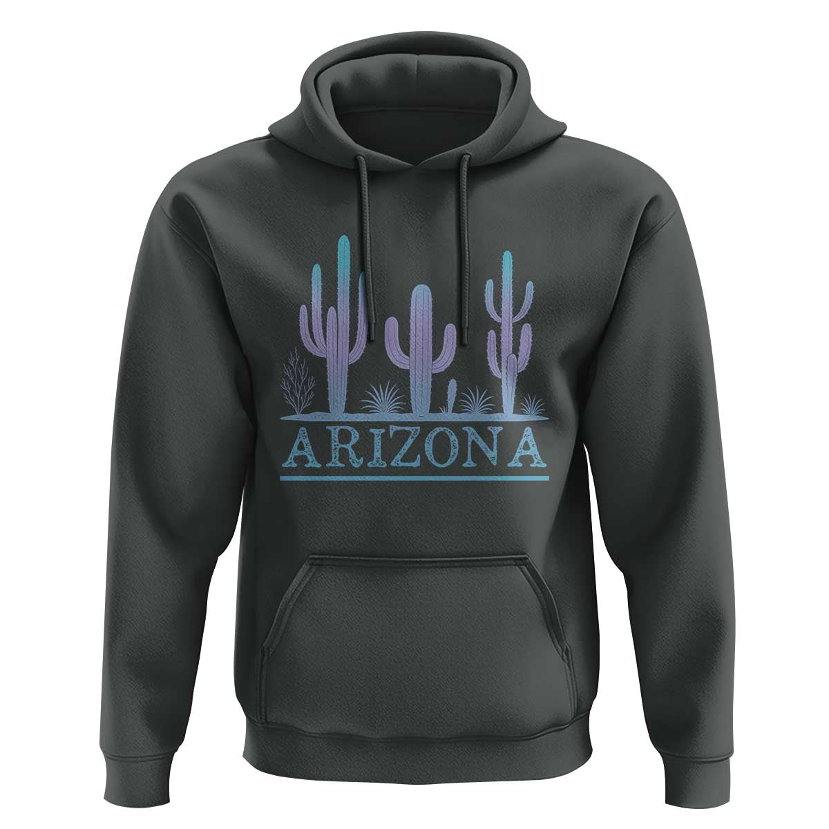 Retro Neon Silhouette Cactus Arizona Graphic Hoodie Modern Southwest Desert Aesthetic Travel Souvenir