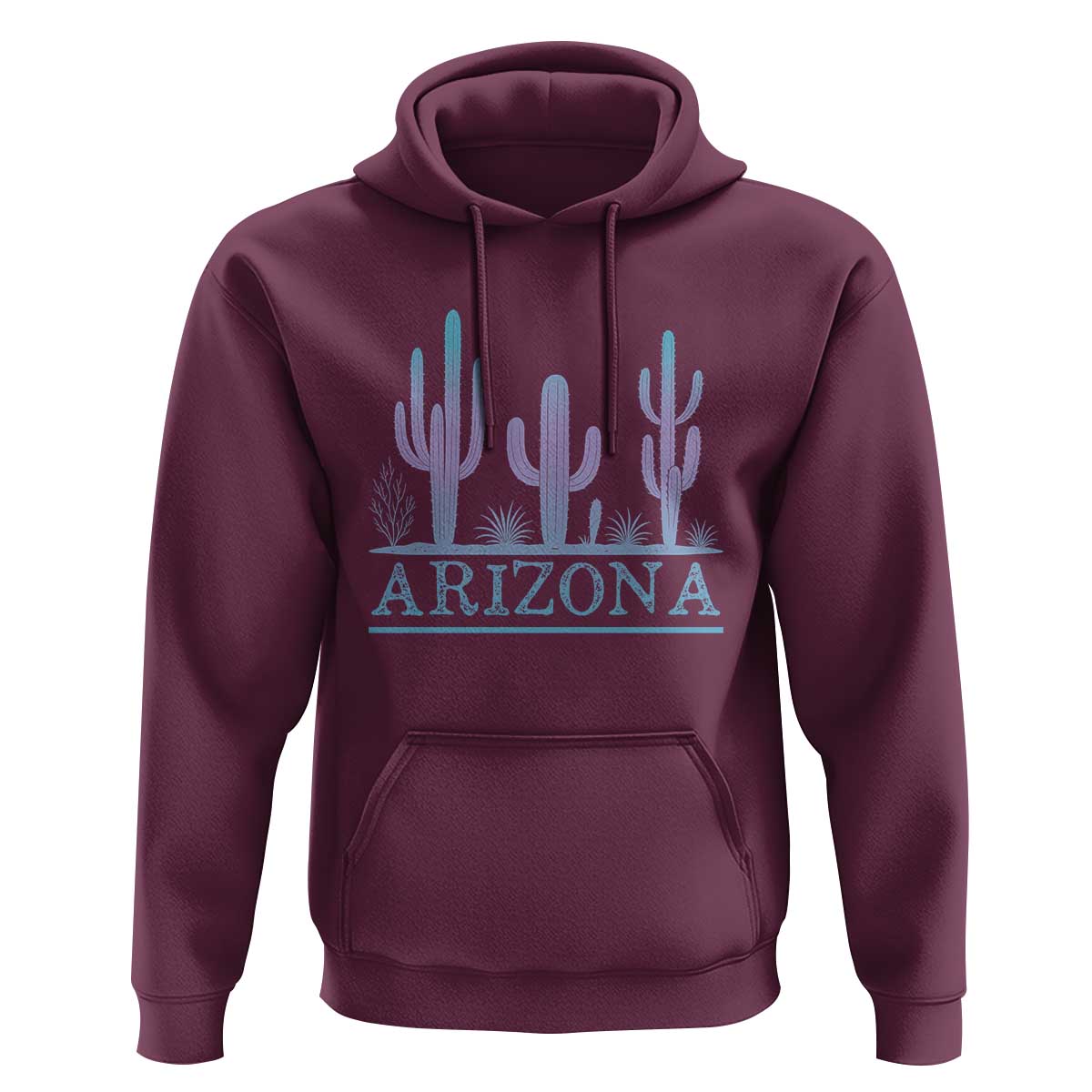 Retro Neon Silhouette Cactus Arizona Graphic Hoodie Modern Southwest Desert Aesthetic Travel Souvenir