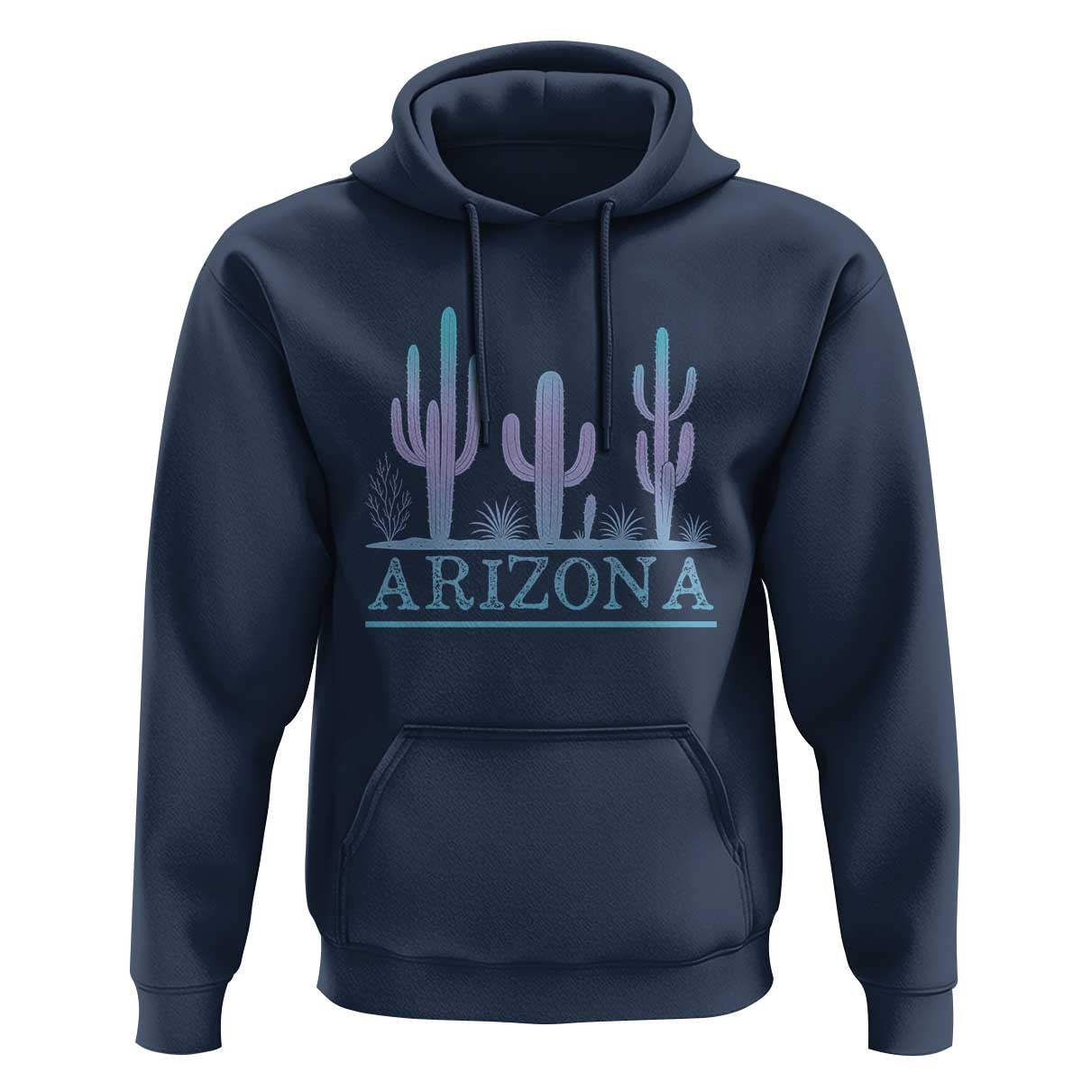 Retro Neon Silhouette Cactus Arizona Graphic Hoodie Modern Southwest Desert Aesthetic Travel Souvenir
