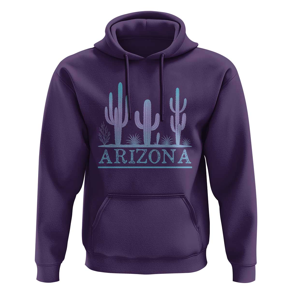 Retro Neon Silhouette Cactus Arizona Graphic Hoodie Modern Southwest Desert Aesthetic Travel Souvenir