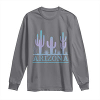 Retro Neon Silhouette Cactus Arizona Graphic Long Sleeve Shirt Modern Southwest Desert Aesthetic Travel Souvenir