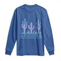 Retro Neon Silhouette Cactus Arizona Graphic Long Sleeve Shirt Modern Southwest Desert Aesthetic Travel Souvenir