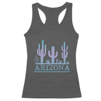 Retro Neon Silhouette Cactus Arizona Graphic Racerback Tank Top Modern Southwest Desert Aesthetic Travel Souvenir