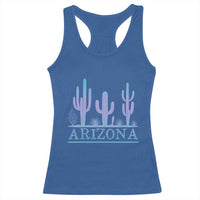 Retro Neon Silhouette Cactus Arizona Graphic Racerback Tank Top Modern Southwest Desert Aesthetic Travel Souvenir