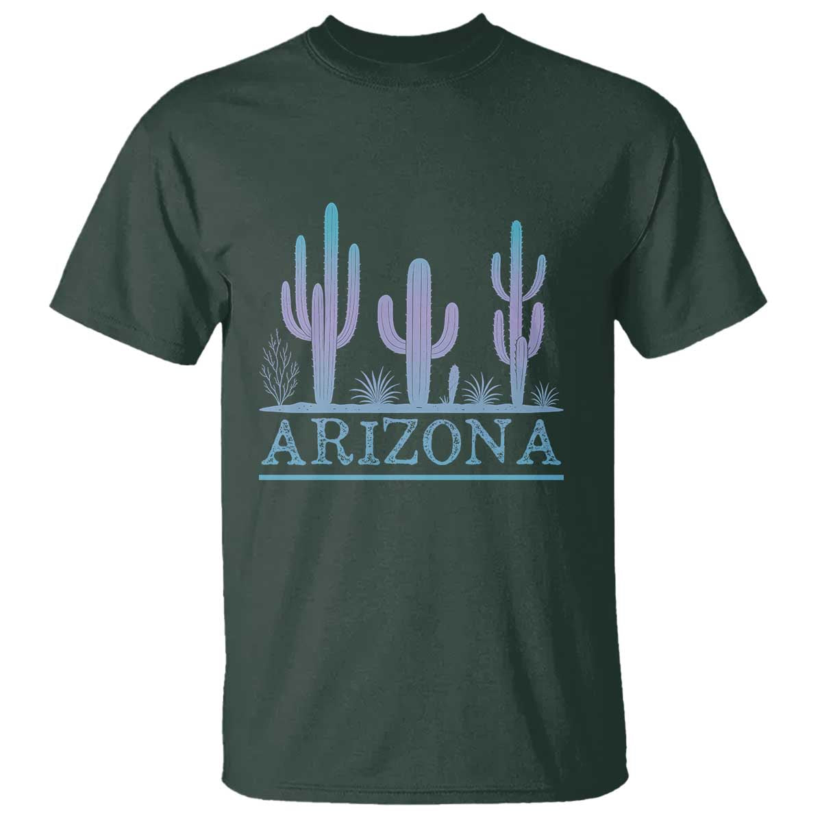 Retro Neon Silhouette Cactus Arizona Graphic T Shirt Modern Southwest Desert Aesthetic Travel Souvenir