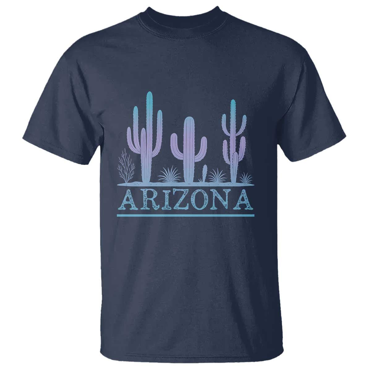 Retro Neon Silhouette Cactus Arizona Graphic T Shirt Modern Southwest Desert Aesthetic Travel Souvenir