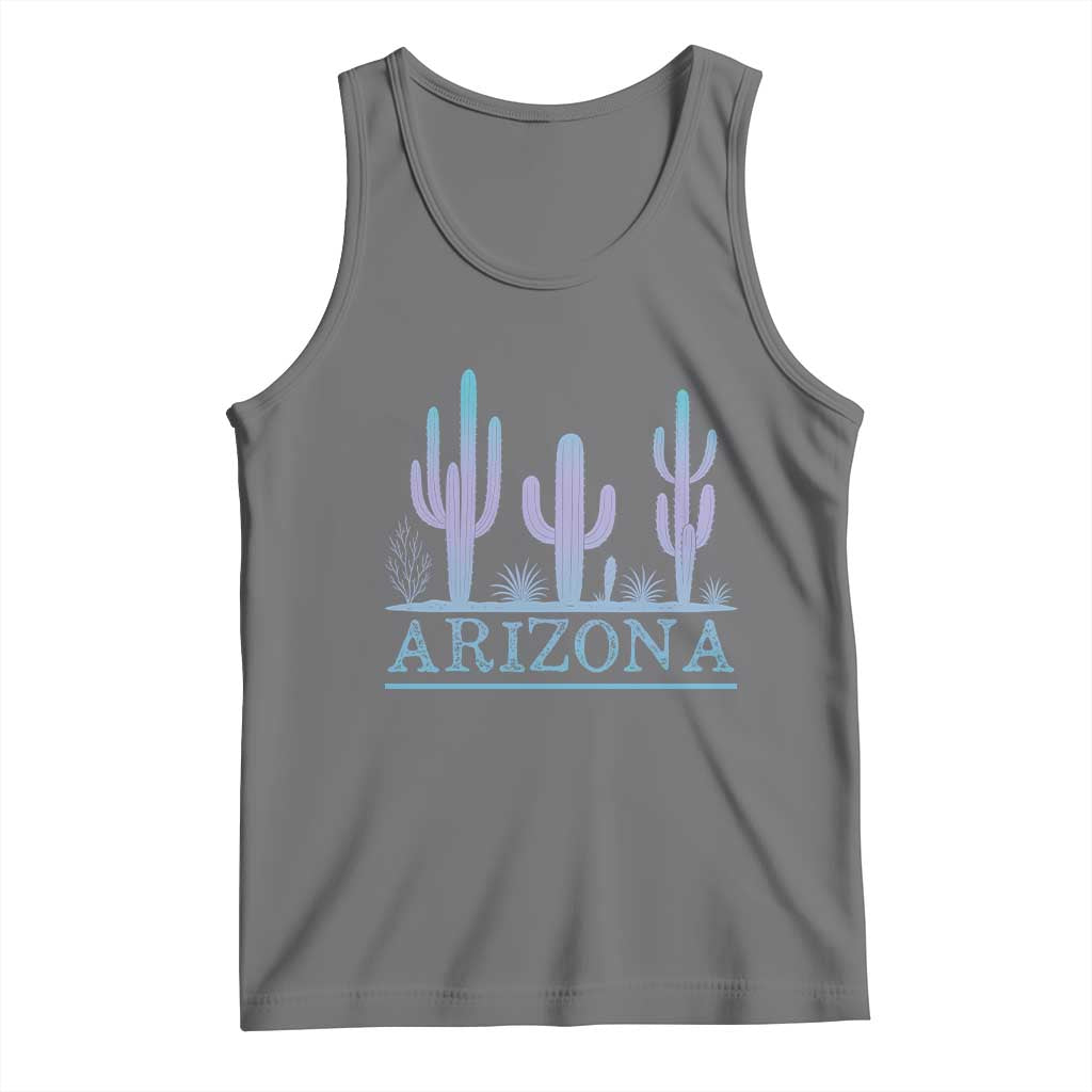 Retro Neon Silhouette Cactus Arizona Graphic Tank Top Modern Southwest Desert Aesthetic Travel Souvenir