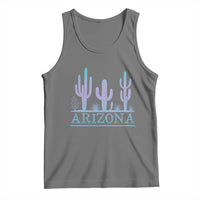 Retro Neon Silhouette Cactus Arizona Graphic Tank Top Modern Southwest Desert Aesthetic Travel Souvenir