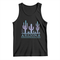 Retro Neon Silhouette Cactus Arizona Graphic Tank Top Modern Southwest Desert Aesthetic Travel Souvenir