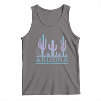 Retro Neon Silhouette Cactus Arizona Graphic Tank Top Modern Southwest Desert Aesthetic Travel Souvenir