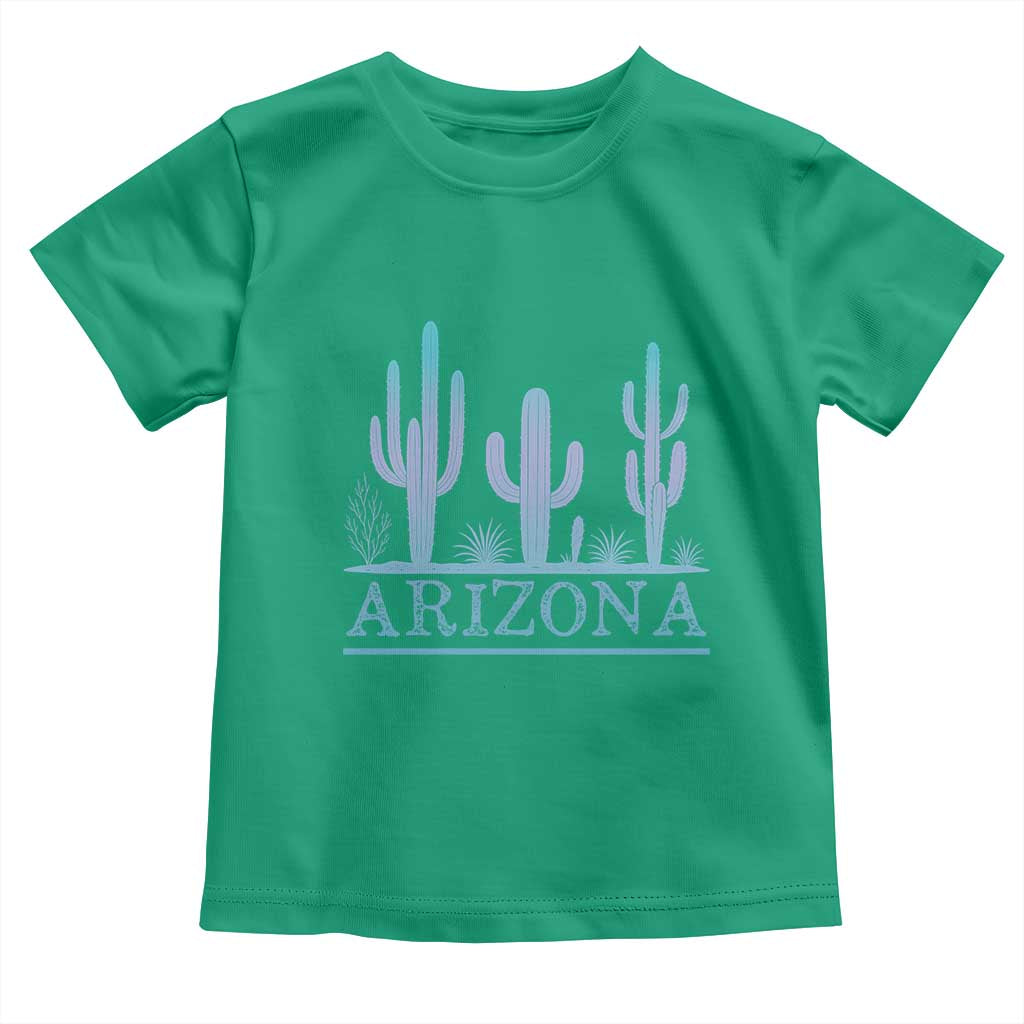 Retro Neon Silhouette Cactus Arizona Graphic Toddler T Shirt Modern Southwest Desert Aesthetic Travel Souvenir