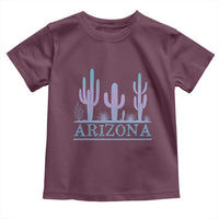 Retro Neon Silhouette Cactus Arizona Graphic Toddler T Shirt Modern Southwest Desert Aesthetic Travel Souvenir
