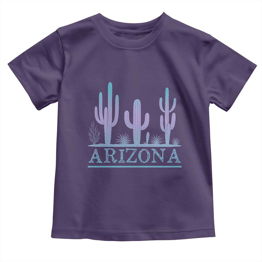 Retro Neon Silhouette Cactus Arizona Graphic Toddler T Shirt Modern Southwest Desert Aesthetic Travel Souvenir