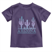 Retro Neon Silhouette Cactus Arizona Graphic Toddler T Shirt Modern Southwest Desert Aesthetic Travel Souvenir