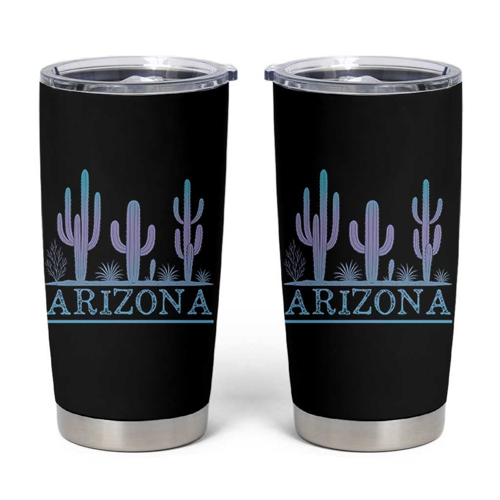 Retro Neon Silhouette Cactus Arizona Graphic Tumbler Cup Modern Southwest Desert Aesthetic Travel Souvenir