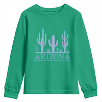 Retro Neon Silhouette Cactus Arizona Graphic Youth Sweatshirt Modern Southwest Desert Aesthetic Travel Souvenir