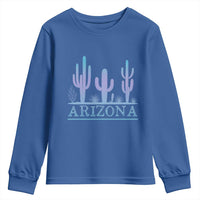 Retro Neon Silhouette Cactus Arizona Graphic Youth Sweatshirt Modern Southwest Desert Aesthetic Travel Souvenir