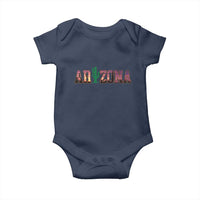 Scenic Arizona Sunset Landscape Graphic Baby Onesie Southwest Saguaro Cactus Letters Travel Souvenir