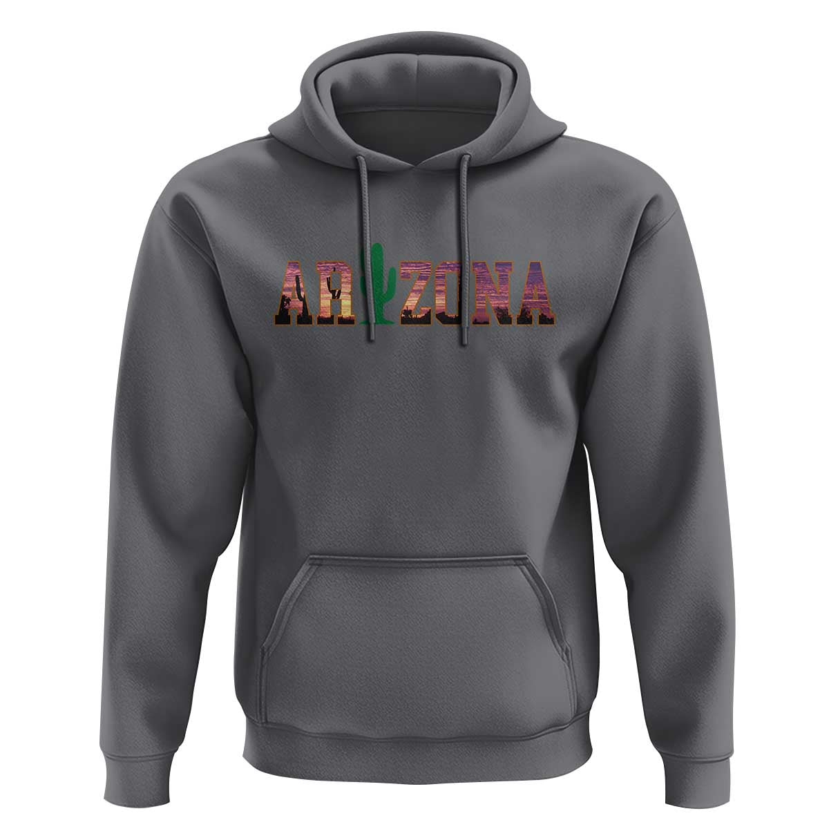 Scenic Arizona Sunset Landscape Graphic Hoodie Southwest Saguaro Cactus Letters Travel Souvenir