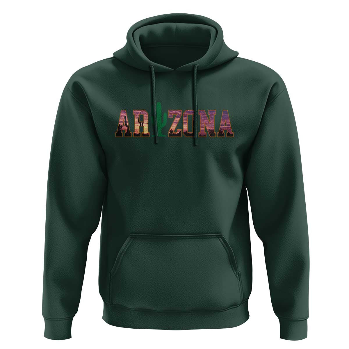 Scenic Arizona Sunset Landscape Graphic Hoodie Southwest Saguaro Cactus Letters Travel Souvenir